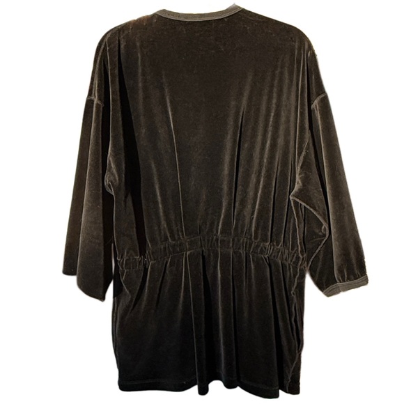 *SOLD* Size Small Sonia Rykiel Black Velour Velvet 3/4 Sleeve Tie-Front Cardigan - Picture 2 of 3